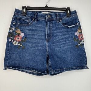 Mason & Belle Womens 8 29 Jean Shorts Medium Blue Floral Embroidery Five Pocket